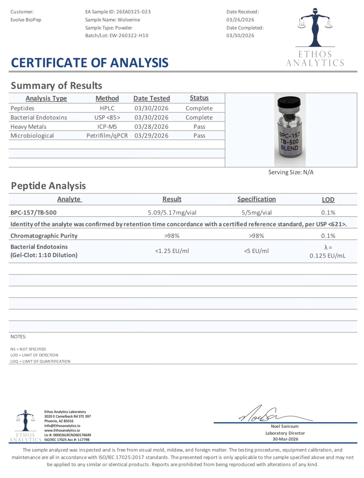 BPC/TB500 5/5mg WOLVERINE Research Peptide - Image 2